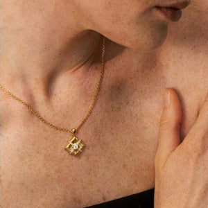 Square Textured Crisscross pendant Necklace