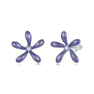 Purple Textured Daisy Opal Core Stud Earrings