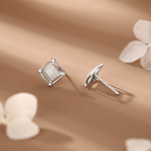 Dainty Cat's Eye Hollow Square Stud Earrings