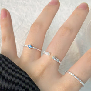 Minimalist Crystal Flower Stacking Open Ring