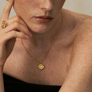 Square Textured Crisscross pendant Necklace