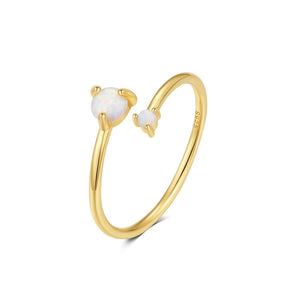 Asymmetric Double Opal Stackable Open Ring