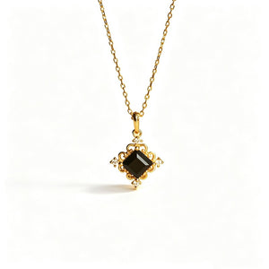 Princess Black CZ Filigree Pendant Necklace