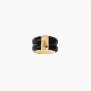 Chunky Dual Ribbed Enamel Dome Band Ring
