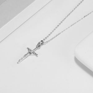 Textured Faith Crucifix Cross Charm Necklace