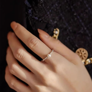 Minimalist Delicate Pearl Open Stacking Ring
