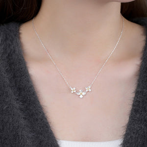 Dainty Two-Tone Triple Floral Charm Necklace