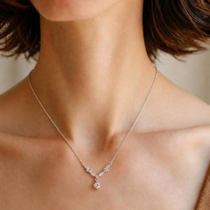 Sparkling Moissanite Y-Shaped Drop Necklace