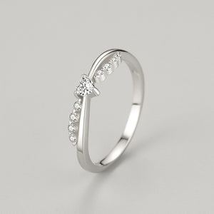 Sparkling Heart CZ Crossover Pave Band Ring