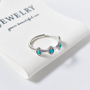 Dainty Turquoise Evil Eye Open Stacking Ring