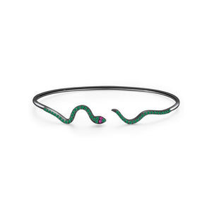 Dainty Snake Pave Open Cuff Bangle Bracelet