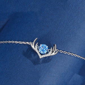 Deer Antler Dancing Stone Charm Necklace