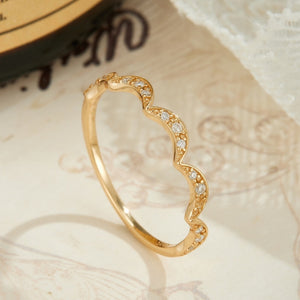 Tiny Moissanite Pave Wave Shaped Band Ring