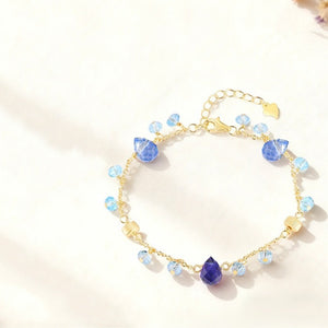 Gradient Blue Crystal Teardrop Chain Bracelet