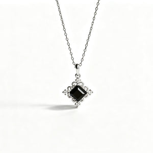 Princess Black CZ Filigree Pendant Necklace