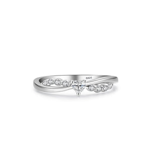 Sparkling Heart CZ Crossover Pave Band Ring