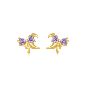 Halloween Witch Hat Heart Bow Stud Earrings