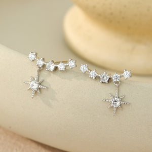Celestial Starburst Drop Climber Stud Earrings