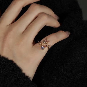 Sparkling Butterfly Star Stacking Bypass Ring