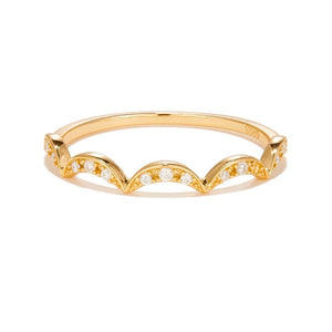 Tiny Moissanite Pave Wave Shaped Band Ring