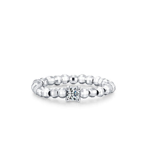 Moissanite Round Solitaire Faceted Bead Ring