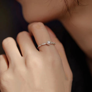 Minimalist Delicate Pearl Open Stacking Ring