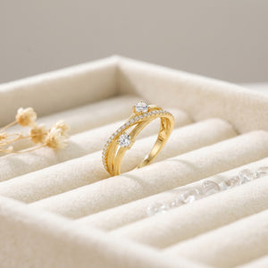 Dainty Textured Crossover Pave CZ Band Ring