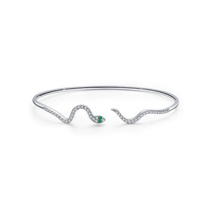 Dainty Snake Pave Open Cuff Bangle Bracelet