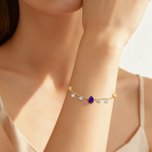 Gradient Blue Crystal Teardrop Chain Bracelet