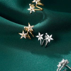 Flower Star Illusion Double Row Stud Earrings