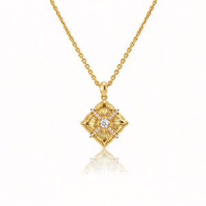 Square Textured Crisscross pendant Necklace
