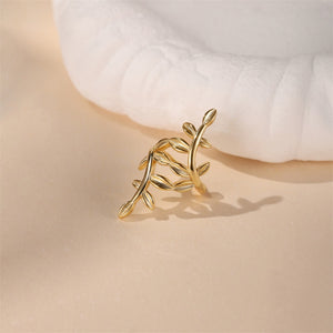 Classic Textured Leaf Branch Clip-On Earrings
