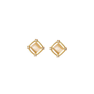 Dainty Cat's Eye Hollow Square Stud Earrings