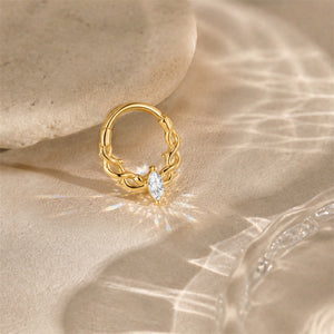 Marquise CZ Twist Vine Huggie Hoop Earrings