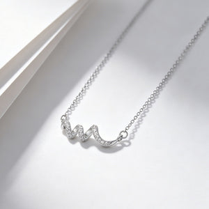 Pave CZ Twist Ribbon Wave Pendant Necklace