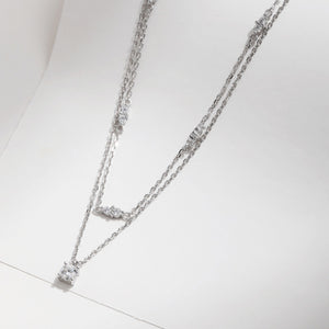 Double Layer Moissanite CZ Pendant Necklace