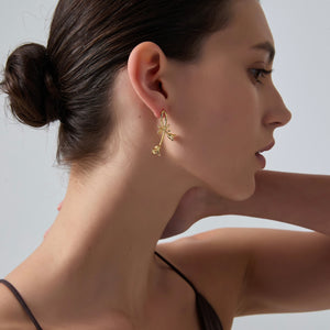 Tulip Flower Bow Statement Stud Earrings