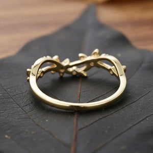 Sculpted Textured Butterfly Vine CZ Band Ring