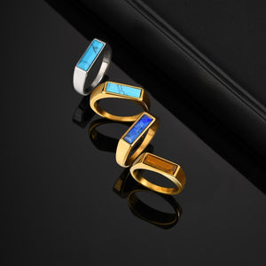 Vintage Baguette Inlaid Gemstone Band Ring