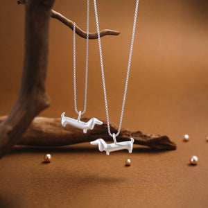 Dainty Matte Dachshund Dog Charm Necklace