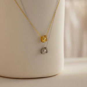 Dual Barrel Crystal Cylinder Pendant Necklace