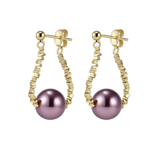 Dainty Crushed Silver Bead Pearl Drop Earrings
