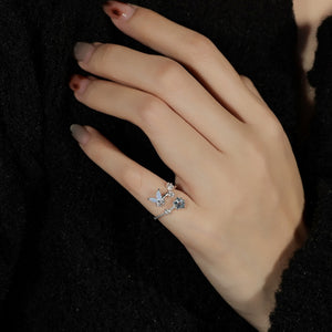 Sparkling Butterfly Star Stacking Bypass Ring