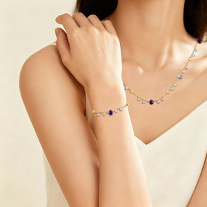 Gradient Blue Crystal Teardrop Chain Bracelet