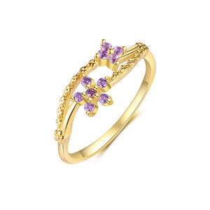 Layered Double Floral Stacking Bypass Ring
