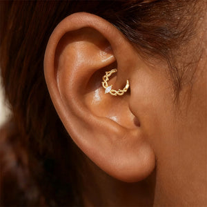 Marquise CZ Twist Vine Huggie Hoop Earrings