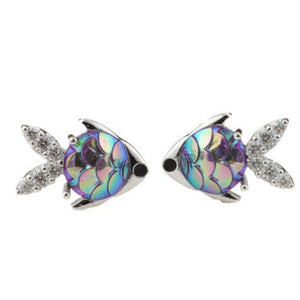 Dainty Colorful Resin Fish Scale Stud Earrings