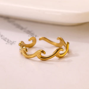 Minimalist Ocean Wave Adjustable Open Ring