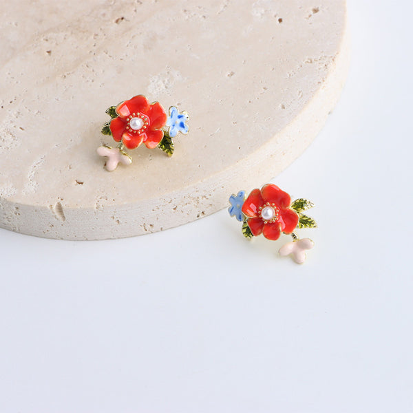 Dainty Flower Enamel Earrings