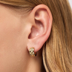 Checkerboard Moissanite Huggie Hoop Earrings